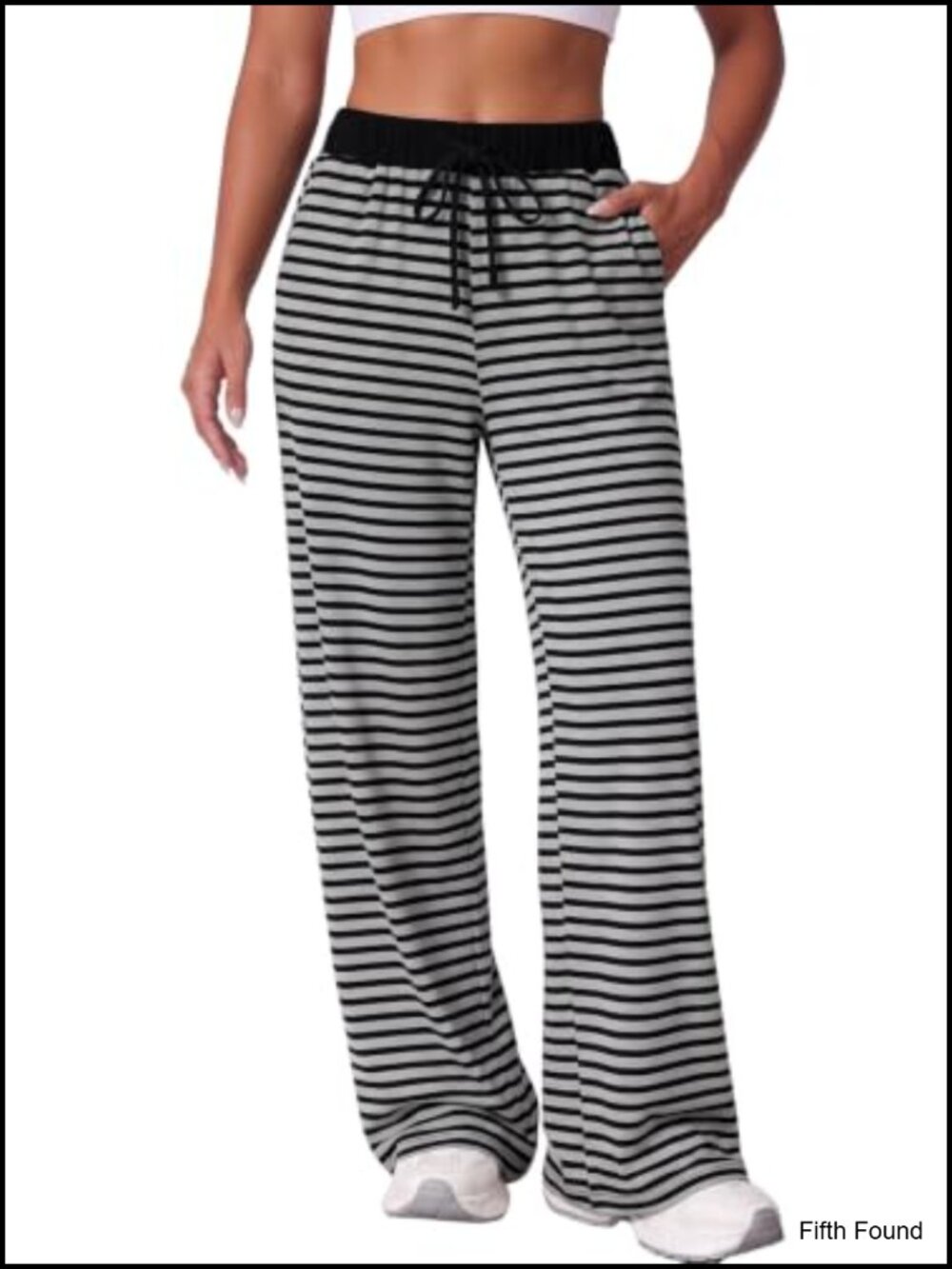 aleumdr Womens Striped Wide Leg Sweatpants with Pockets
